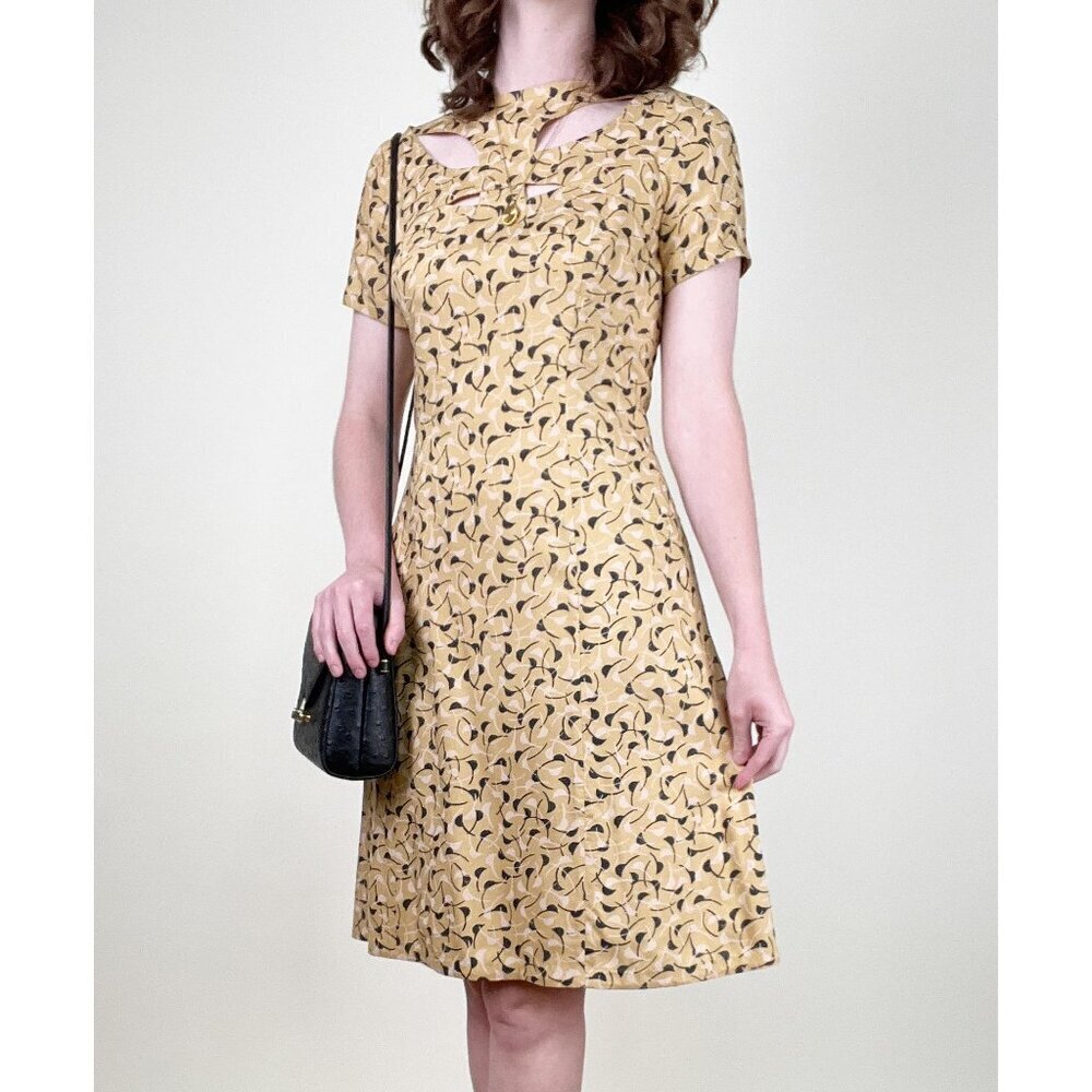 Vintage Handmade Cutout Mini Midi Sun Dress Scandi Girl Summer Sundress Cut Outs
